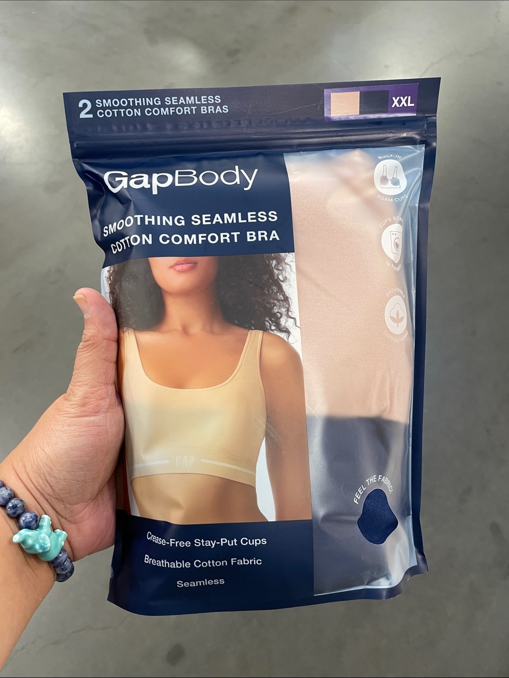 2 Set GAP Smoothing Seamless Cotton Comfort Nude & Blue Bra 2XL